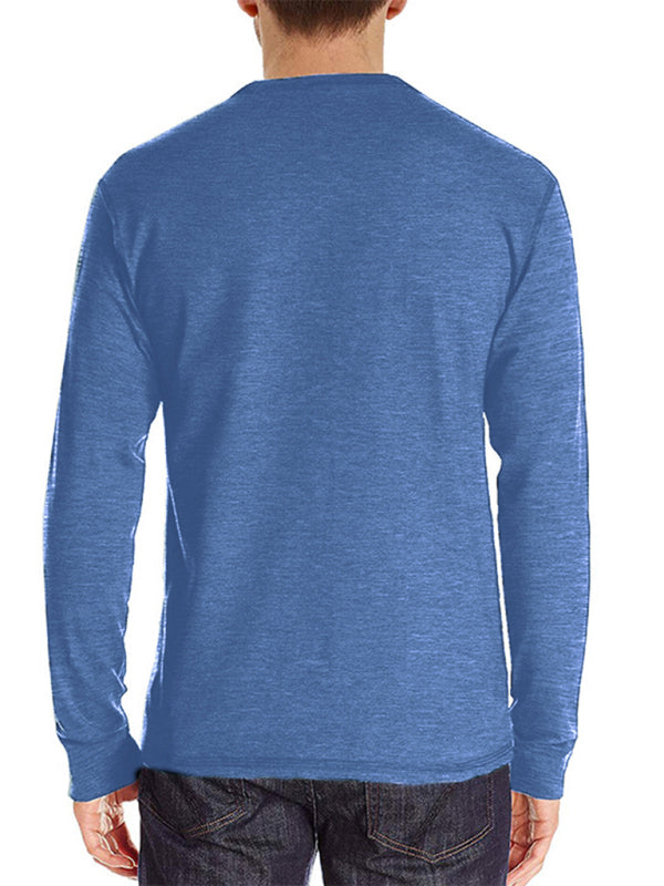 Men's long-sleeved t-shirt foreign trade t-shirt solid color bottoming shirt