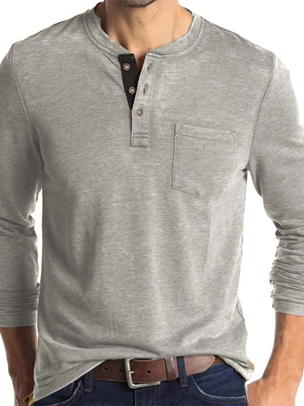 Men's long-sleeved t-shirt foreign trade t-shirt solid color bottoming shirt