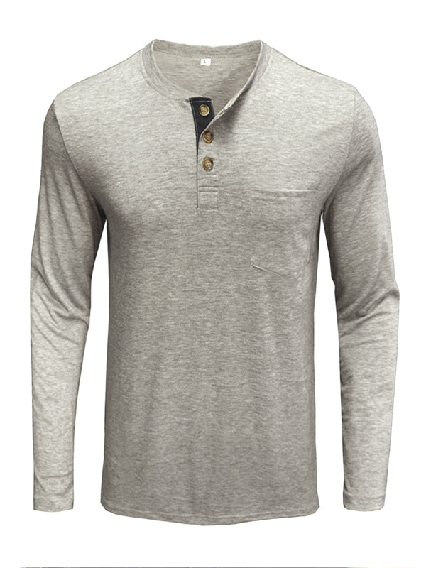 Men's long-sleeved t-shirt foreign trade t-shirt solid color bottoming shirt