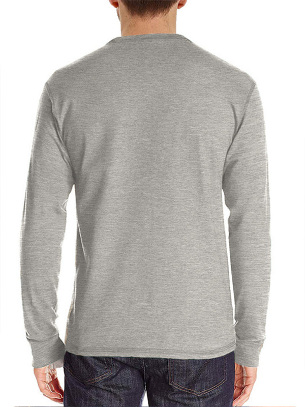 Men's long-sleeved t-shirt foreign trade t-shirt solid color bottoming shirt