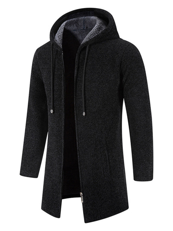 Men's casual zipper hooded cardigan