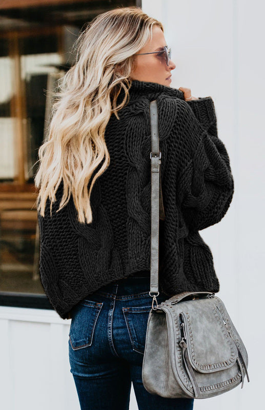 Women's Thick Knit Turtleneck Pullover Sweater