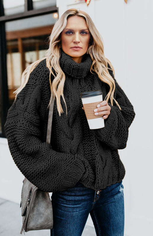 Women's Thick Knit Turtleneck Pullover Sweater