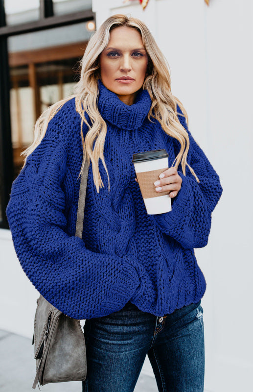 Women's Thick Knit Turtleneck Pullover Sweater