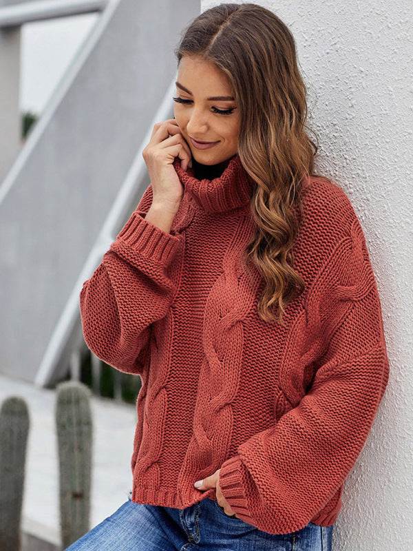 Women's Thick Knit Turtleneck Pullover Sweater