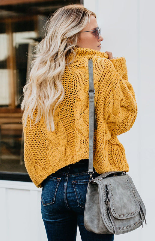 Women's Thick Knit Turtleneck Pullover Sweater