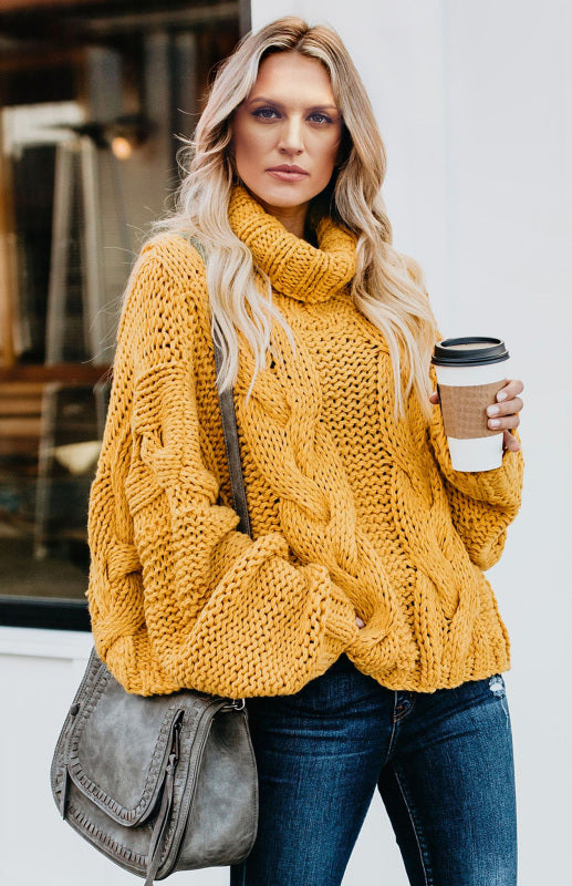Women's Thick Knit Turtleneck Pullover Sweater