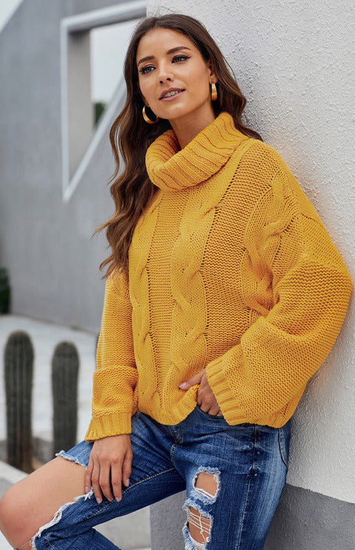 Women's Thick Knit Turtleneck Pullover Sweater