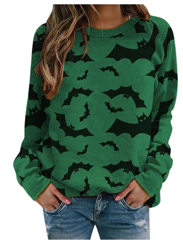 Women's Bat Print Raglan Knit Top
