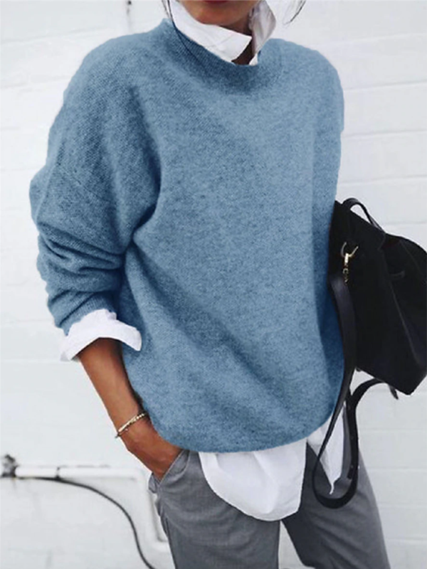 Women's new casual and versatile long-sleeved pullover knitted top