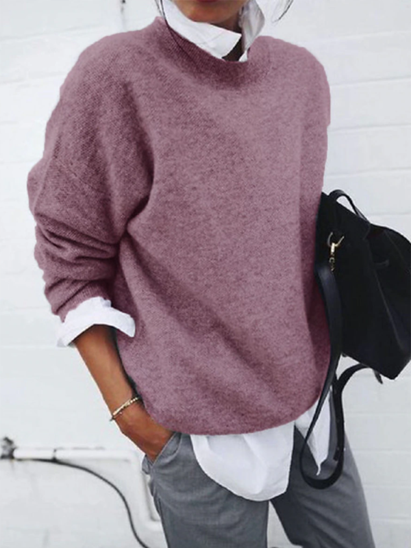 Women's new casual and versatile long-sleeved pullover knitted top