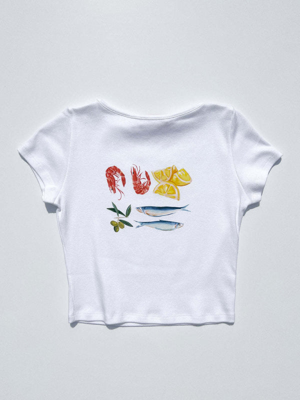 Women's graphic fruit print Y2K short T-shirt