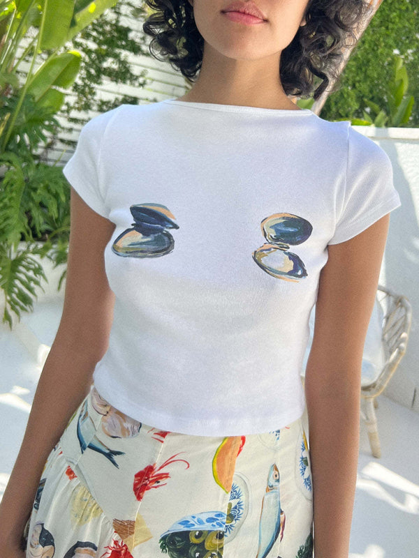 Women's graphic fruit print Y2K short T-shirt