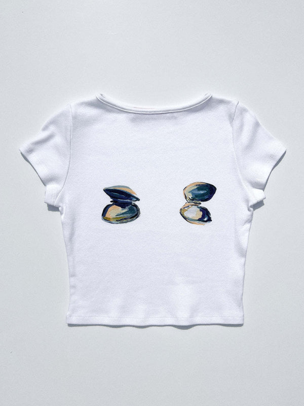 Women's graphic fruit print Y2K short T-shirt