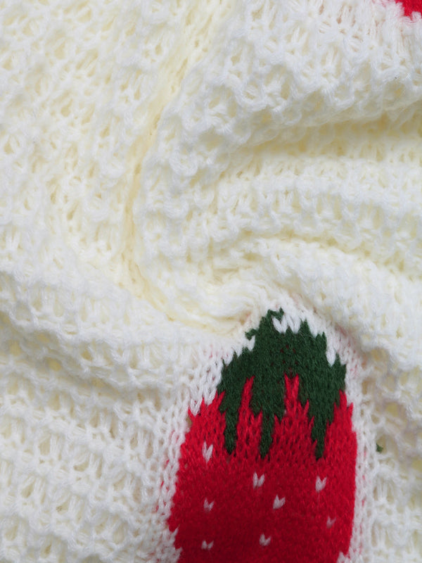 New Casual Cardigan Strawberry Jacquard Knitted Sweater
