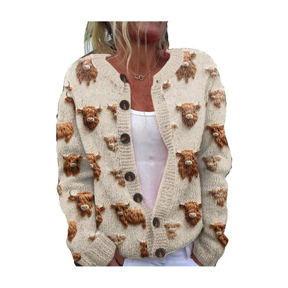 3D Digital Printing Cardigan Knitted Coat