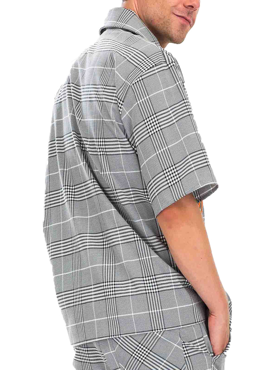 TAPED PLAID ZIP UP SHIRT-2