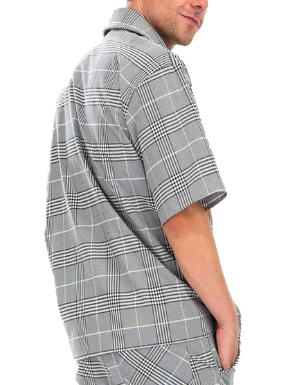 TAPED PLAID ZIP UP SHIRT-2