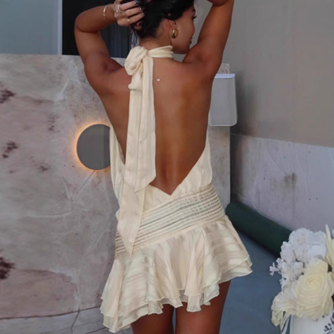 Sleeveless Lace-up Backless Sexy Mini Dress Women