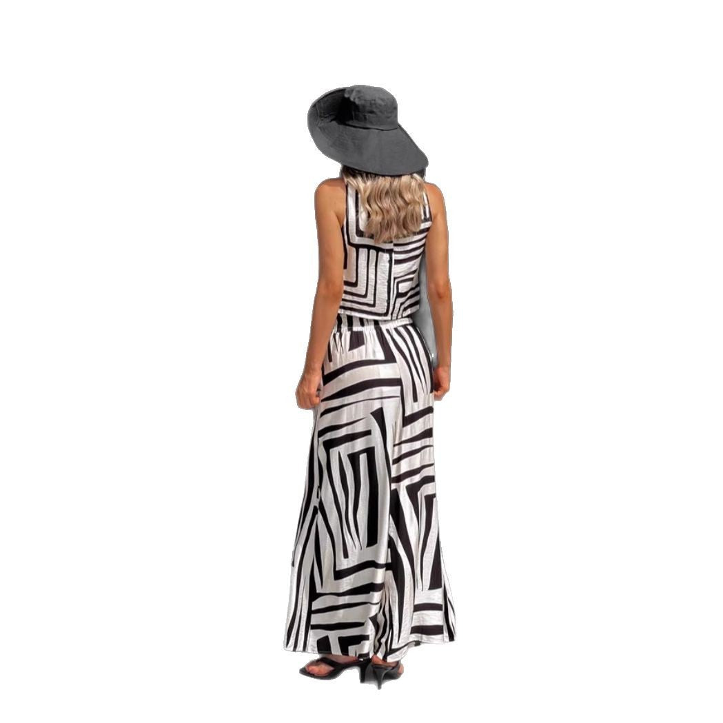 Women's Loose Vest Wide-leg Straight Pants Suit
