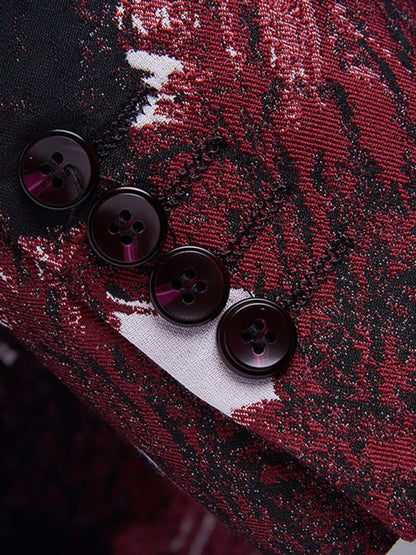 Abstract Print Lapel Collar Blazer Suit Set