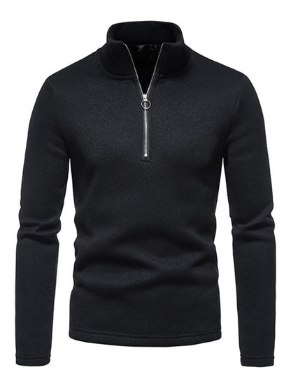 Men's solid color turtleneck zipper long sleeve sweatshirt