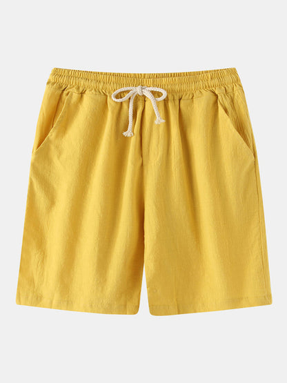 Casual Pants Men's Cotton Linen Beach Pants Korean Style Solid Color Linen Pants