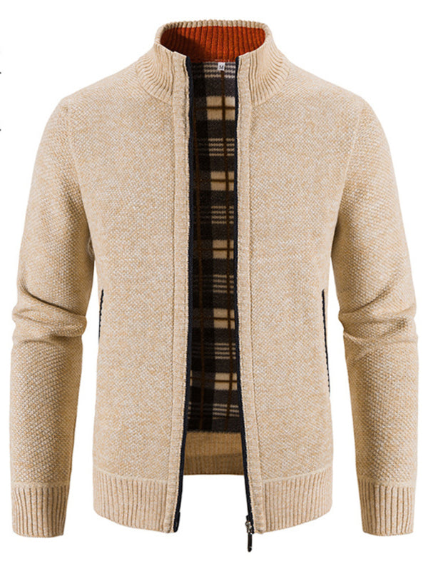Men's casual stand collar knitted jacket