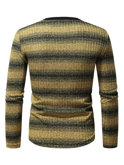 Round neck gradient color long sleeve T-shirt men's bottom shirt