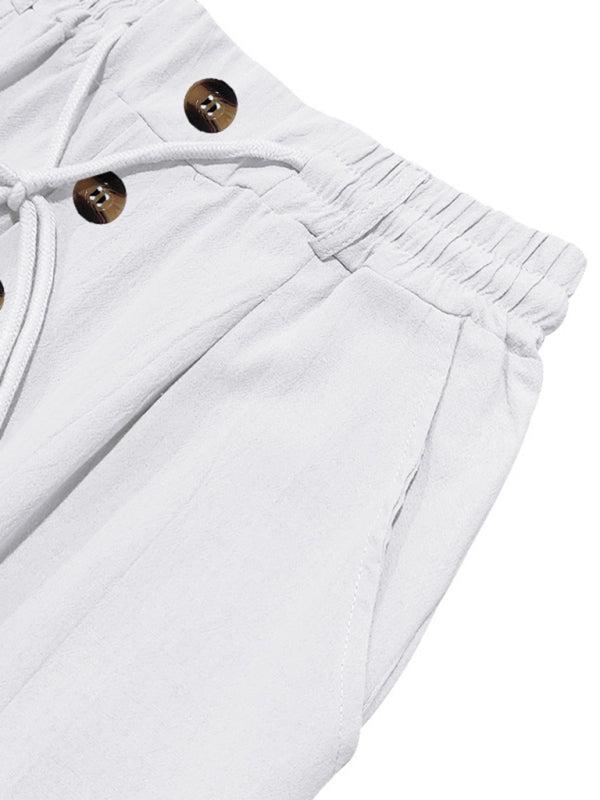 Men's breathable linen loose casual trousers
