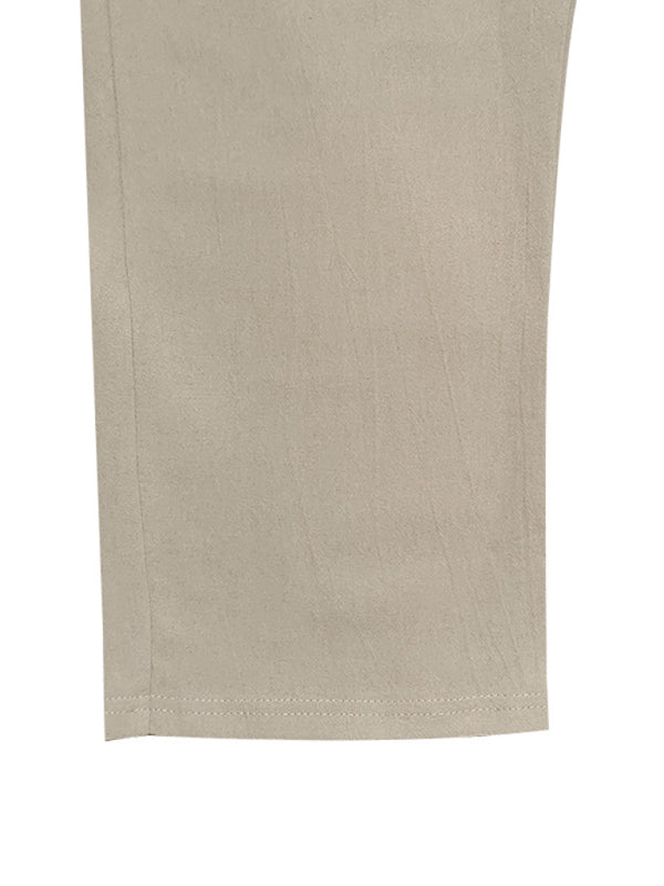 Men's light khaki breathable linen loose casual trousers