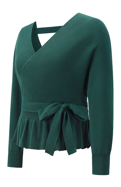 Women's Fashion Casual Mock Wrap Knit Sweater