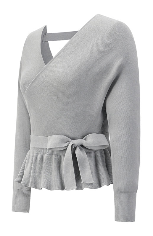 Women's Fashion Casual Mock Wrap Knit Sweater