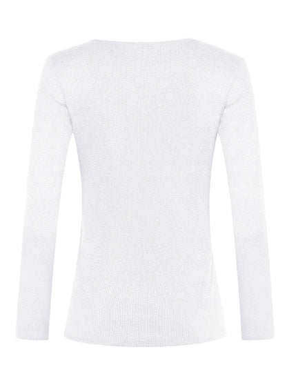Women's Solid Color Long Sleeve Button Knit Top