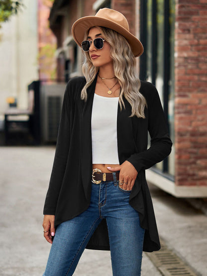 New Long Sleeve Solid Color Loose Cardigan Top Knitted Jacket