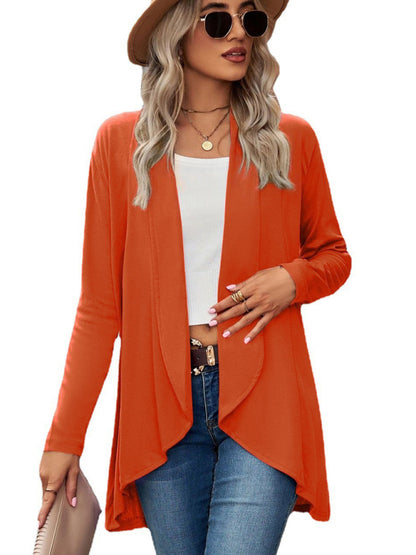 New Long Sleeve Solid Color Loose Cardigan Top Knitted Jacket