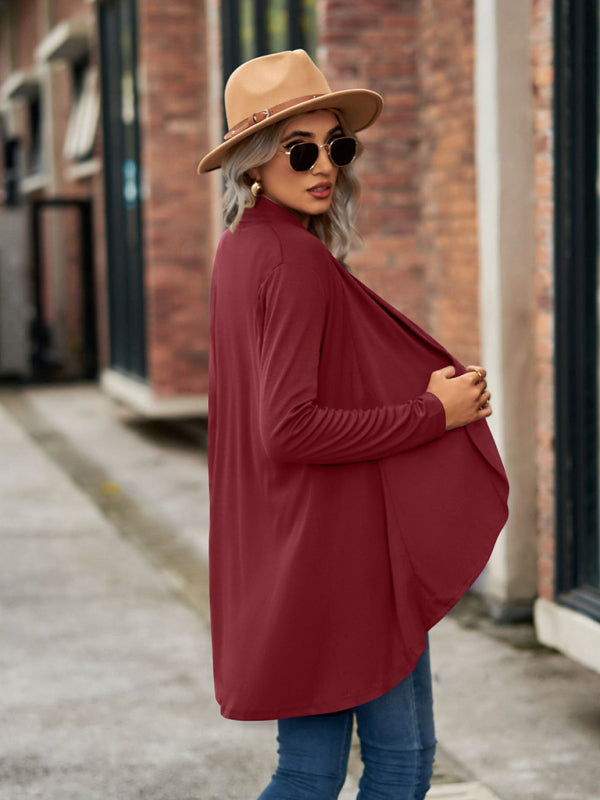 New Long Sleeve Solid Color Loose Cardigan Top Knitted Jacket