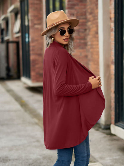 New Long Sleeve Solid Color Loose Cardigan Top Knitted Jacket