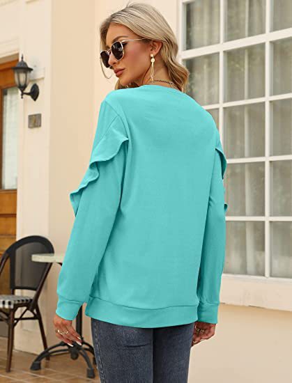 New casual round neck sweater pleated long-sleeved top