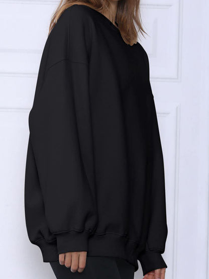 Round neck pullover loose casual fleece Sweatshirt