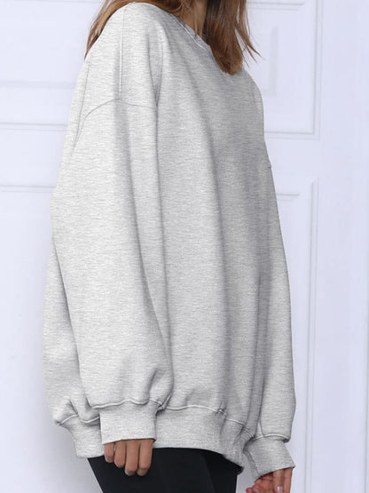 Round neck pullover loose casual fleece Sweatshirt