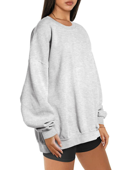 Round neck pullover loose casual fleece Sweatshirt