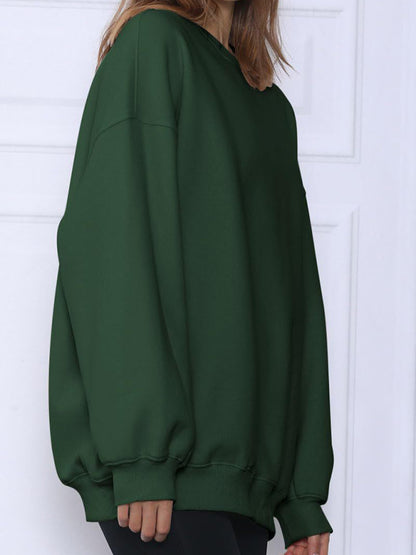 Round neck pullover loose casual fleece Sweatshirt