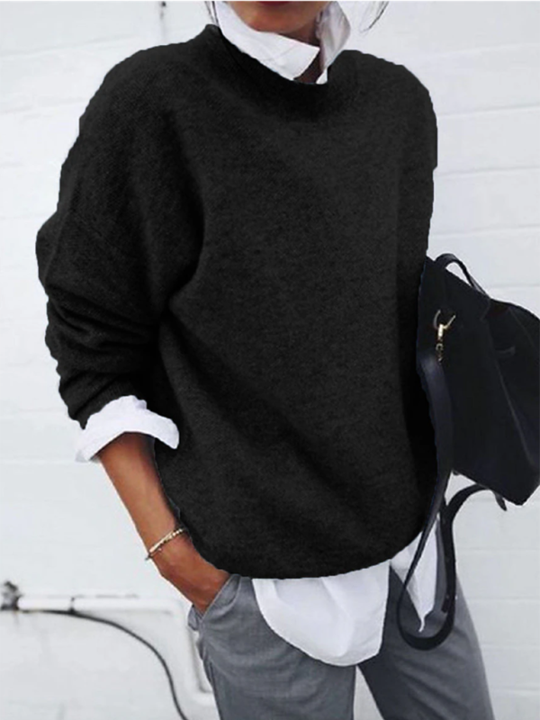 Women's new casual and versatile long-sleeved pullover knitted top