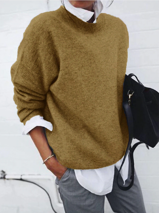 Women's new casual and versatile long-sleeved pullover knitted top