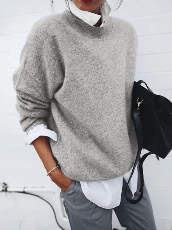Women's new casual and versatile long-sleeved pullover knitted top