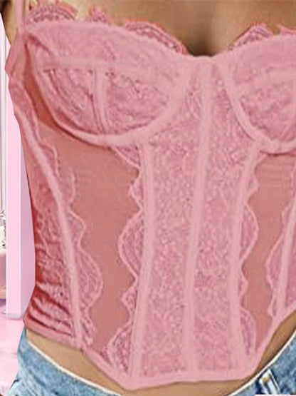 New style lace embroidered fishbone sexy tube top suspender hollow backless outer bra
