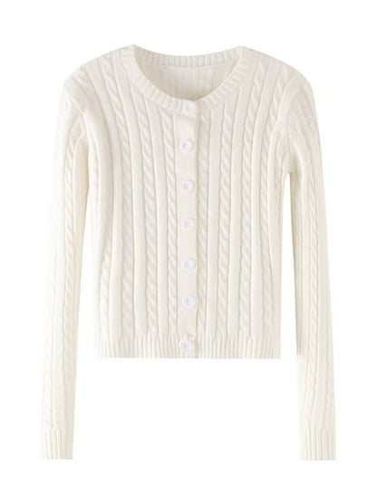 Women's retro twist single-breasted knitted cardigan