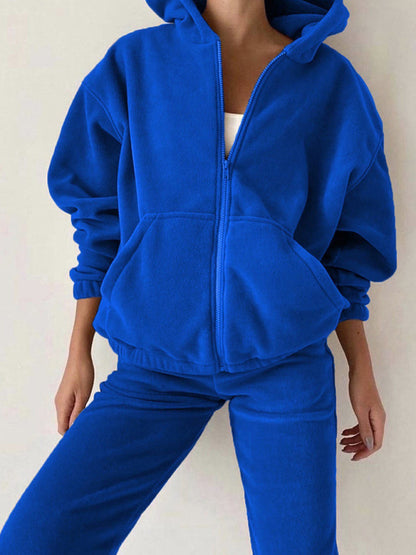 Leisure Knit Two-Piece Hooded Pants Set