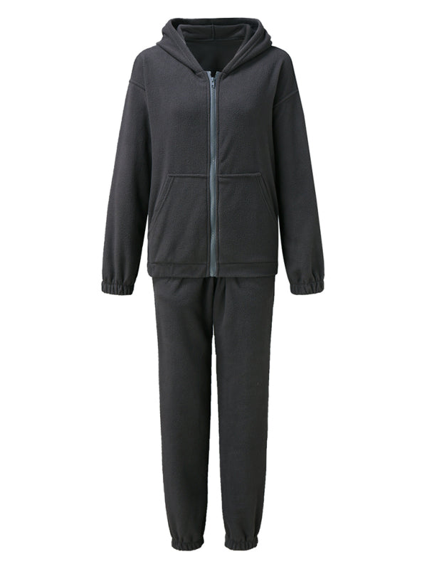 Leisure Knit Two-Piece Hooded Pants Set